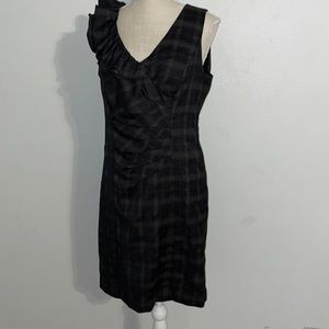 Black and gray plaid ruffle dress